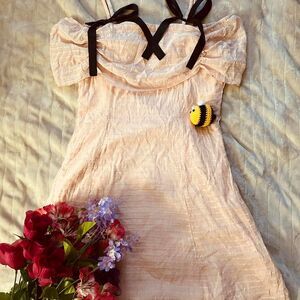 Shein Pink Dress With Black Bows